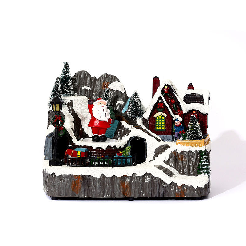 Light Up Christmas Village Decorations with Snowy Houses
