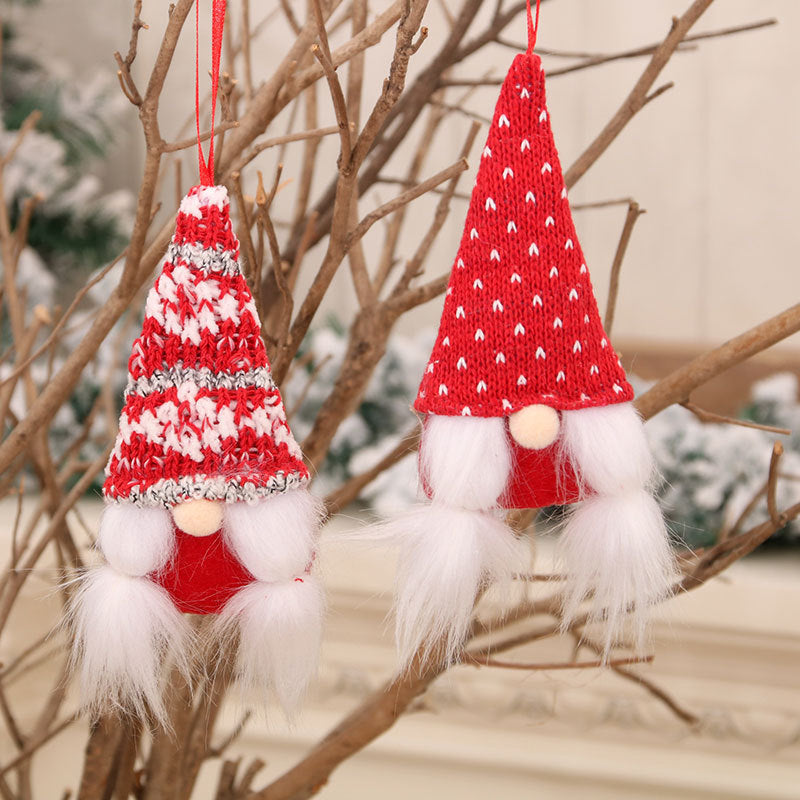 Gnome Christmas Ornaments with Knitted Hat and Fluffy Beard