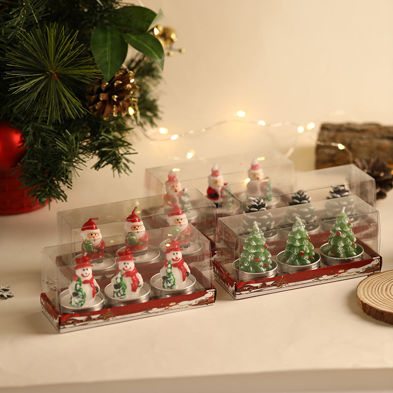 Christmas Tree Candles Set of Mini Santa and Snowman Tealights