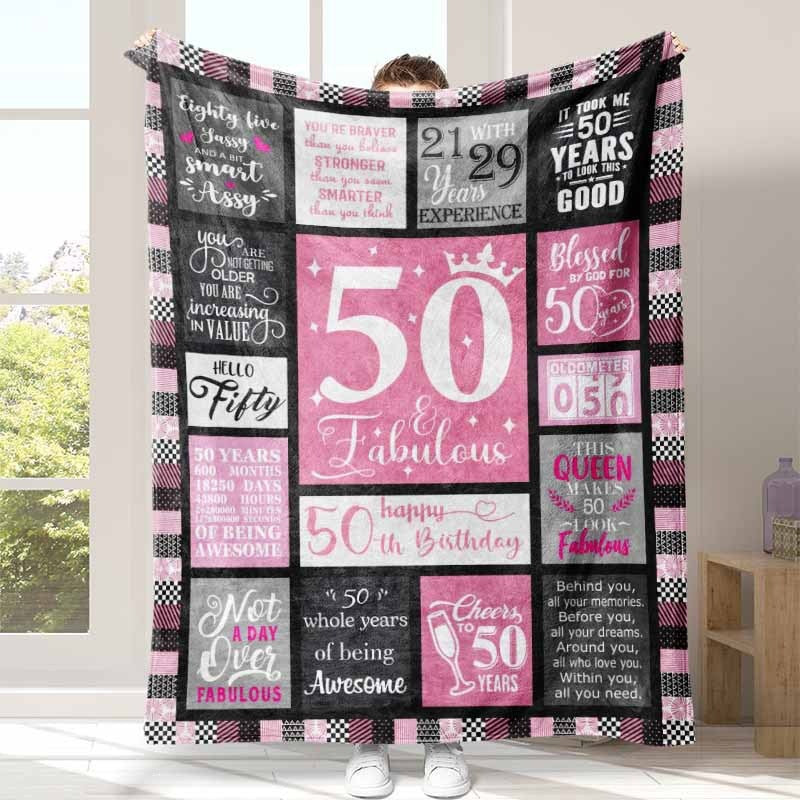 Milestone Birthday Fleece Warm Blanket with Quotes | Soft Machine Washable Throw | 6 Ages | 4 Sizes