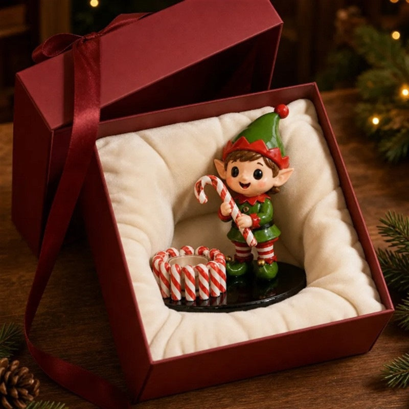 Handcrafted Santa Figurine and Christmas Decorations Set