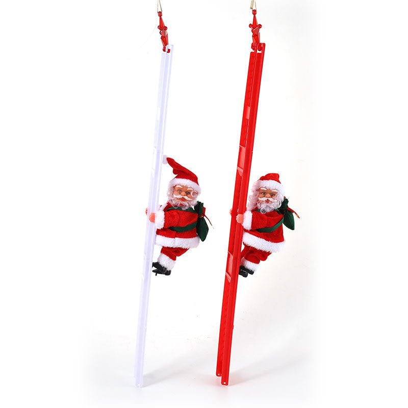Climbing Santa Claus Figurine on Ladder for Christmas Decor