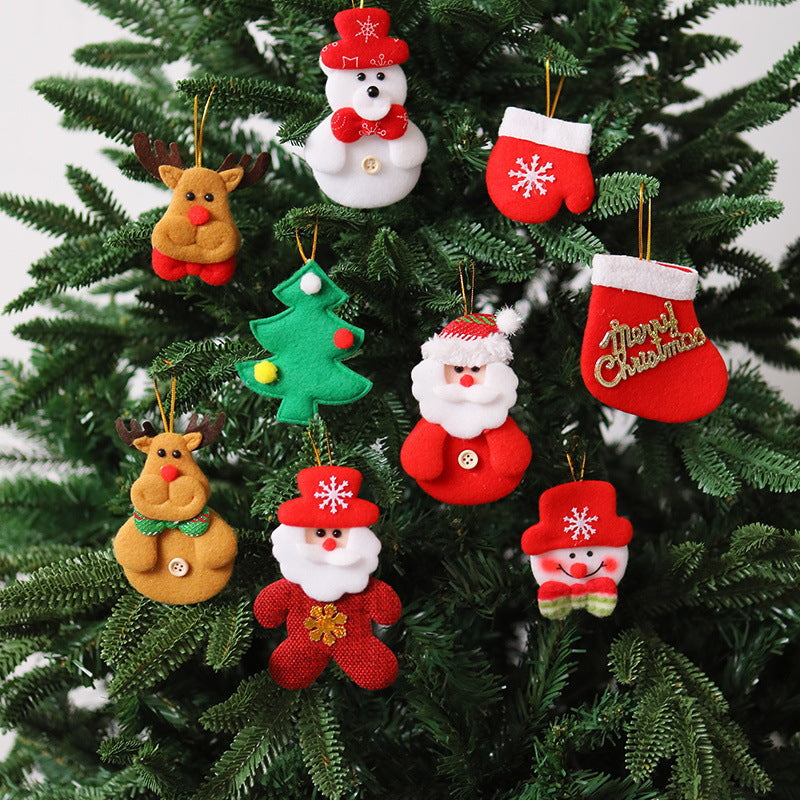 Plush Christmas Tree Ornaments with Santa, Reindeer and Snowman