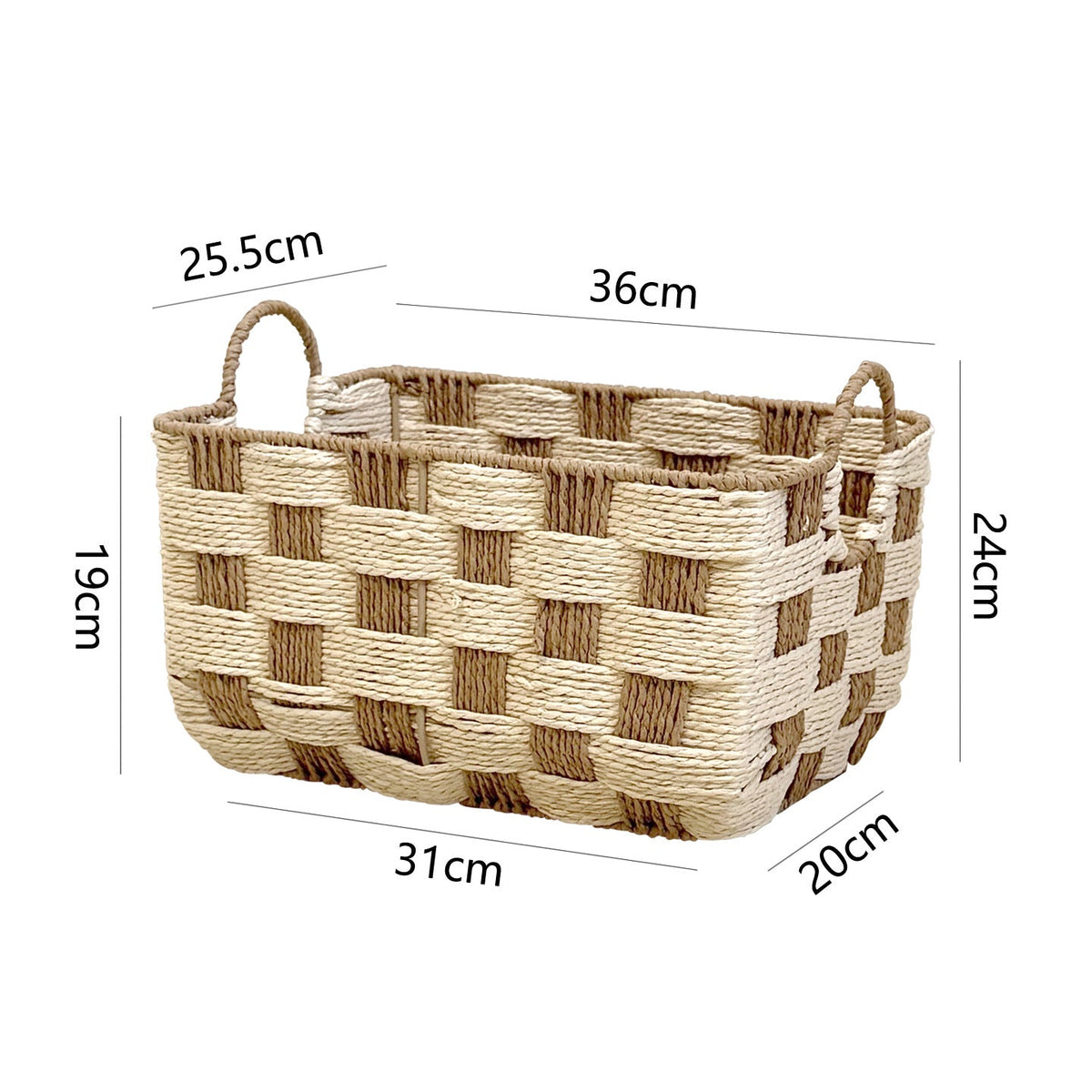Honeycomb Weave Storage Organizer Basket with Rope Handles | Laundry and Toy Bin | 15.7 x 11 x 9 in