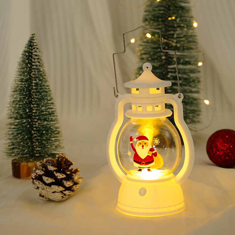 White LED Christmas Lanterns with Glass Globe and Metal Handle