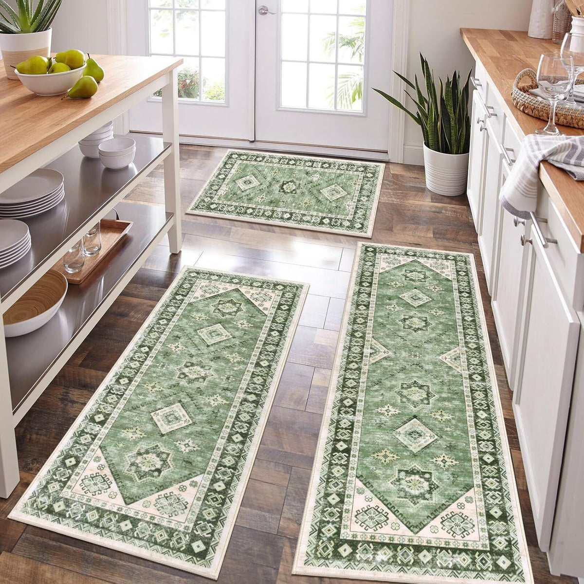 Persian Pattern Kitchen Runner Rugs with Non-Slip Backing | Cushioned Pile for Long Cooking Sessions | 8 Designs