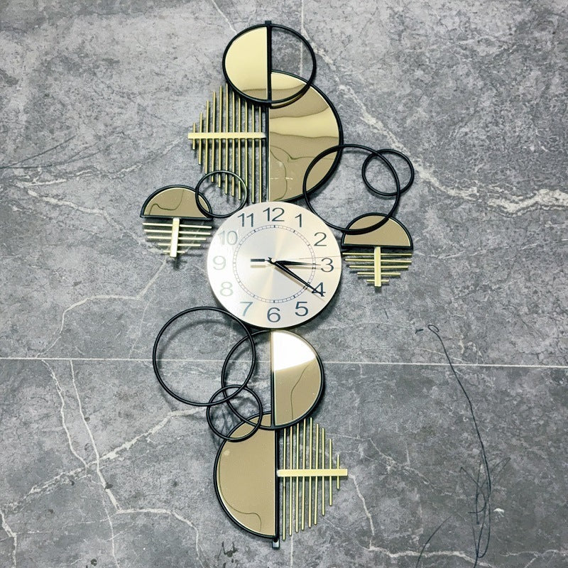 Modern Geometric Wall Clock with Gold and Black Circles | Large Dial with Clear Numbers | Silent Sweep, No Ticking