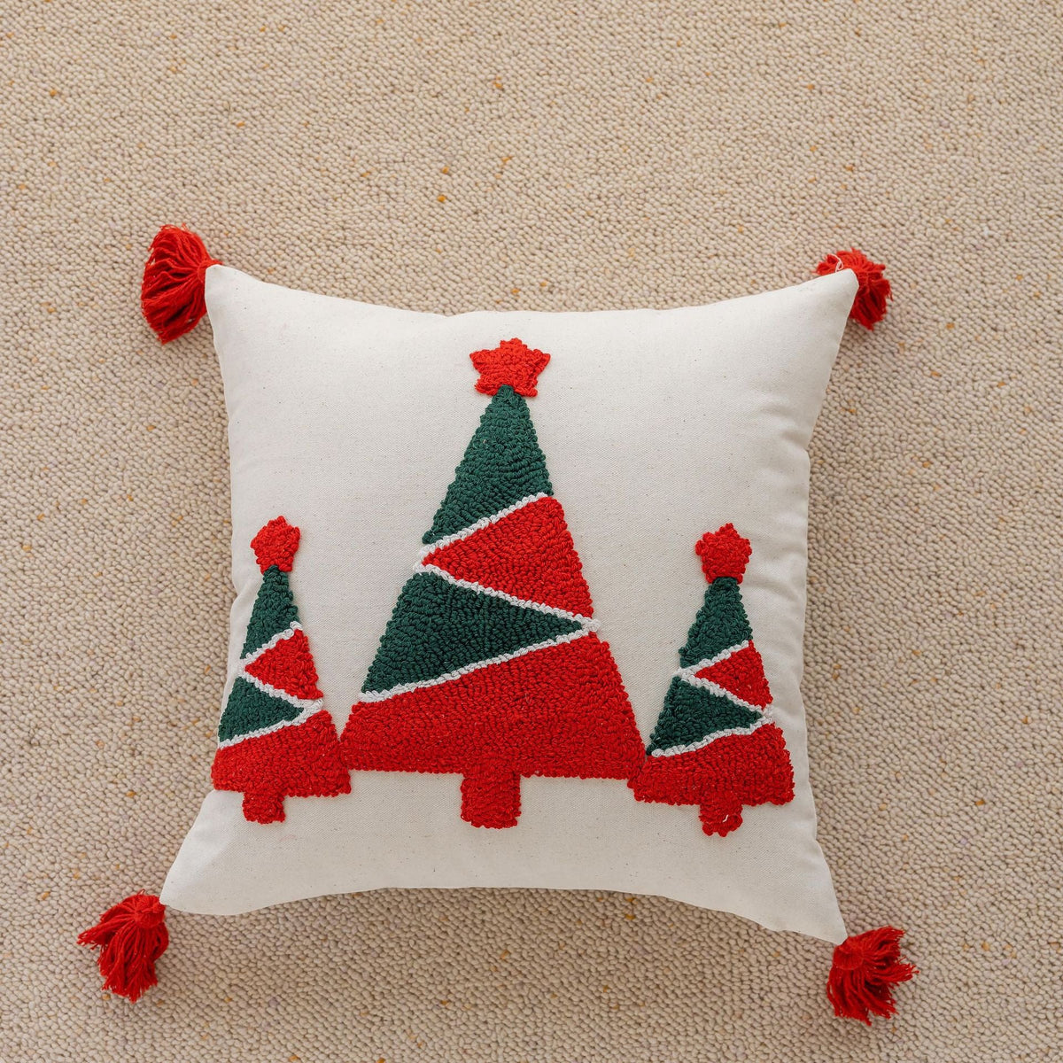 Tufted Cotton Holiday Pillows Christmas Throw Pillow Cover
