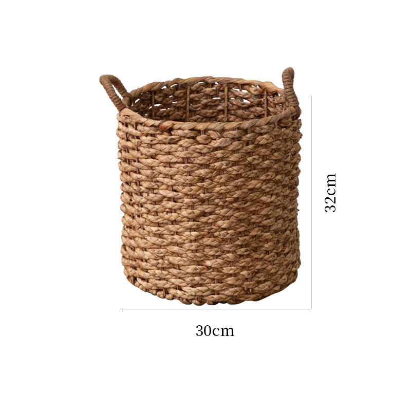 Round Woven Basket with Sturdy Handles | Toy Storage for the Living Room or Bedroom | 14.2 in Across, 14.8 in Tall