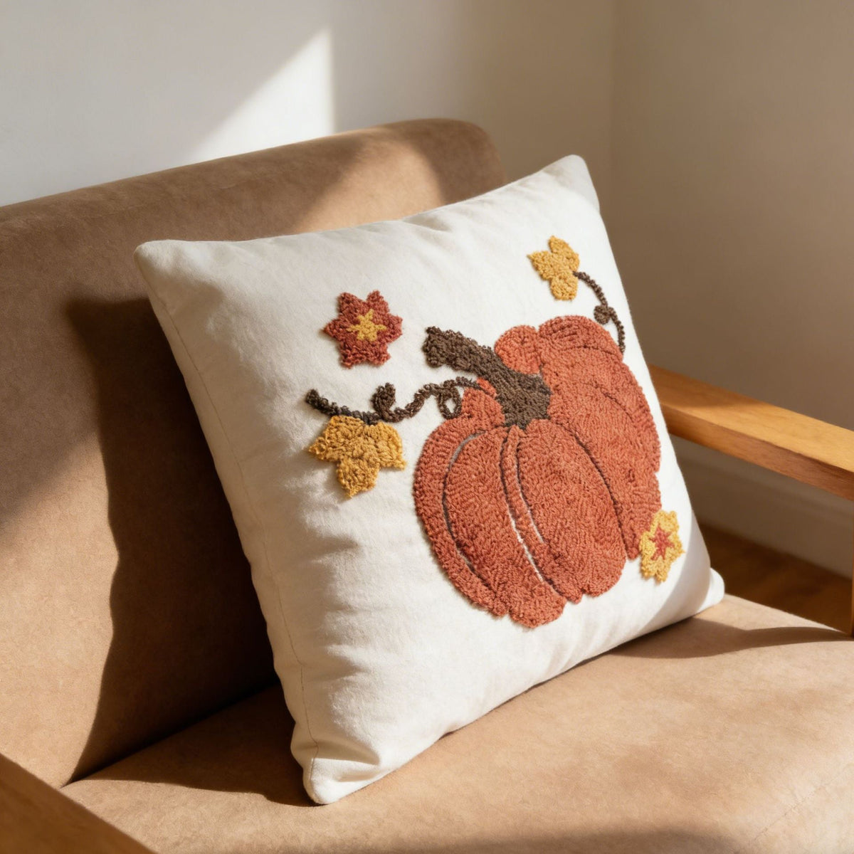 Halloween Pumpkin Throw Pillow | Plush Accent for Sofas, Chairs, and Beds