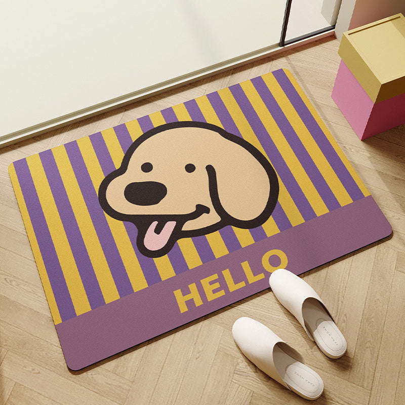Dog Face Welcome Doorway Mat with a Non-Slip Backing | Hard-Wearing Entrance Rug, Wipe Clean | 4 Designs