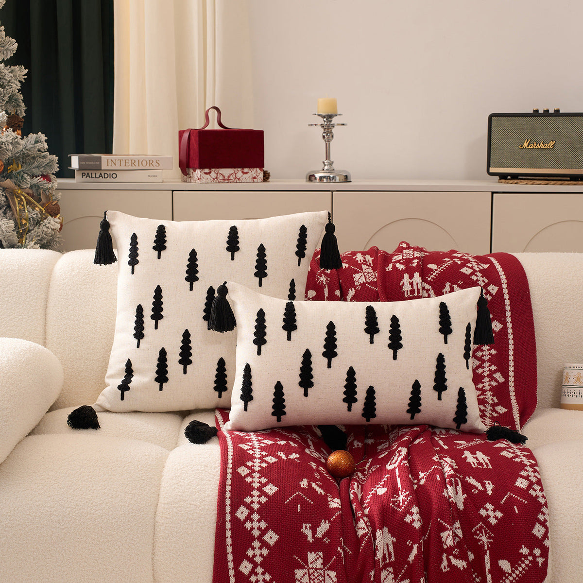 Decorative Christmas Throw Pillow Covers with Tassels