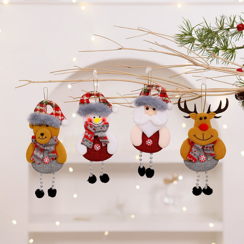 Plush Fabric Christmas Tree Decorations Ornaments Hanging Set