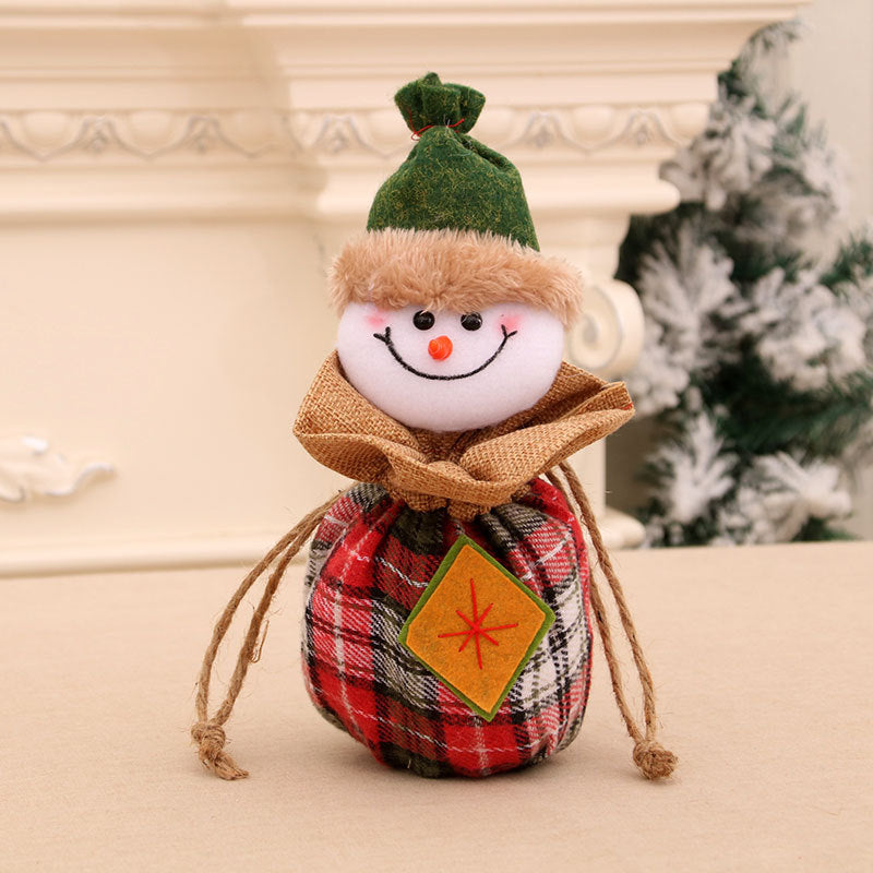Plush Teddy Bear Christmas Gift Bag with Knit Hat and Scarf | Soft Holiday Treat Sack | Festive Tabletop Decorations