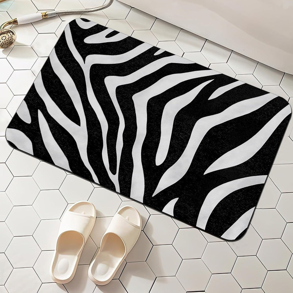 Checkerboard Bath Mat with Daisy Print and Non-Slip Backing | Hard-Wearing Surface, Easy to Wipe Clean | 11 Designs