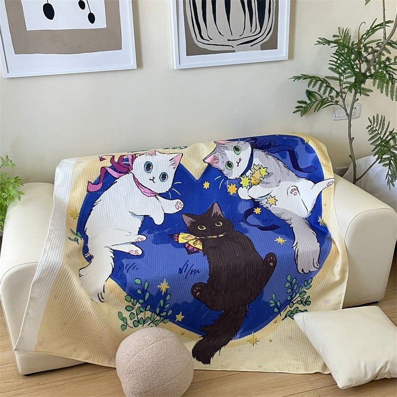 Halloween Cat Print Warm Blanket in Bright Orange | Soft Plush Throw for the Couch | 51 x 67 in | 3 Designs