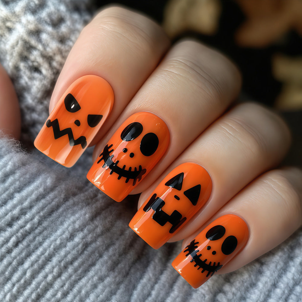 Halloween Press-On Nails | Available in White, Transparent | Glue-Free Application in Minutes for Parties and Nights Out