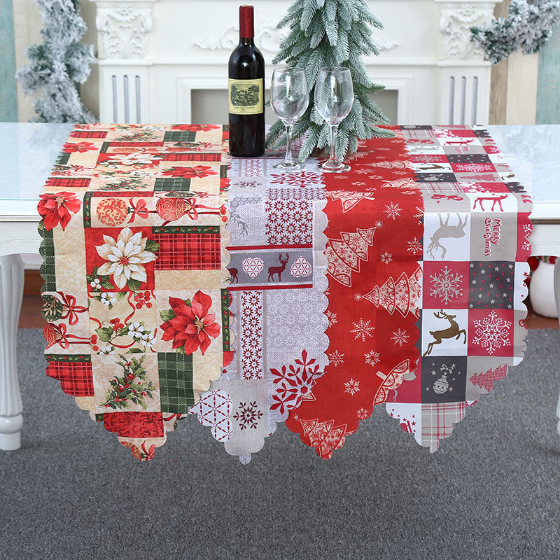 Christmas Table Runner with Scalloped Edges for Holiday Dinners
