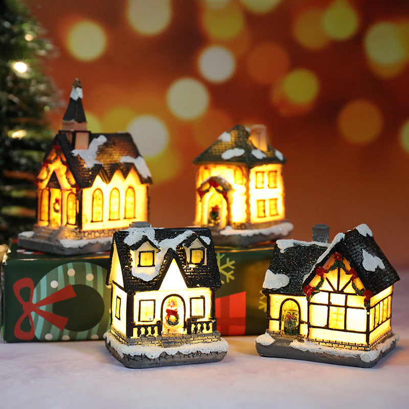 Light Up Christmas Village Houses Figurines with LED Glow