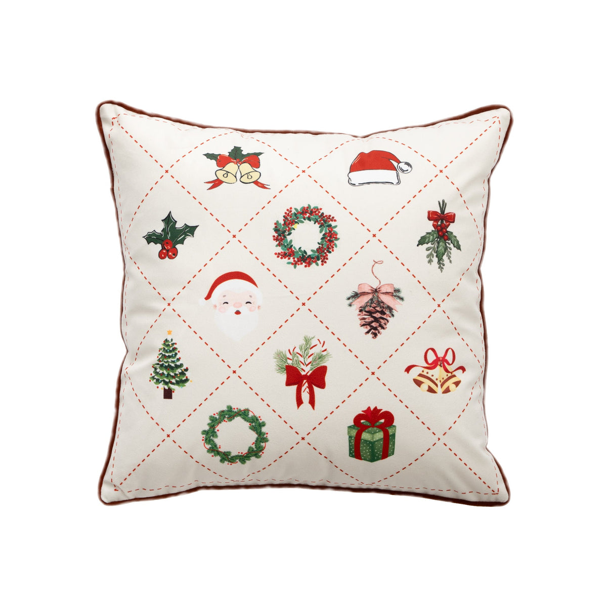 Christmas Pillow Covers with Embroidered Holiday Motifs
