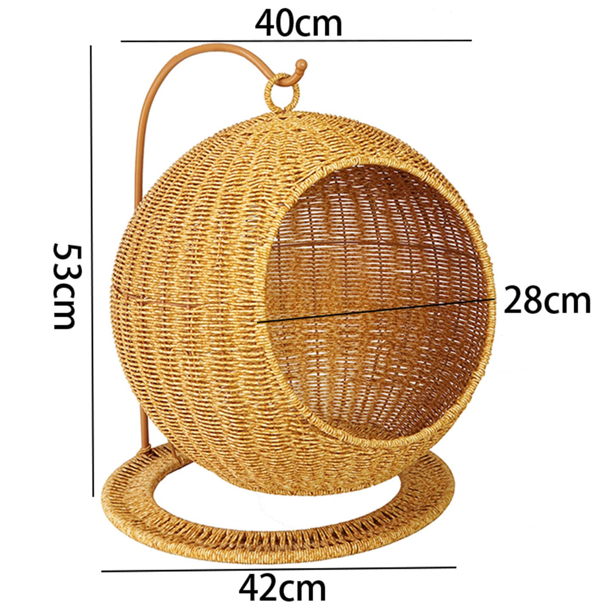 Woven Rattan Wall Basket Decor with Hanging Hook and Ring Stand | Open Front Shape | 2 Sizes, 2 Colors