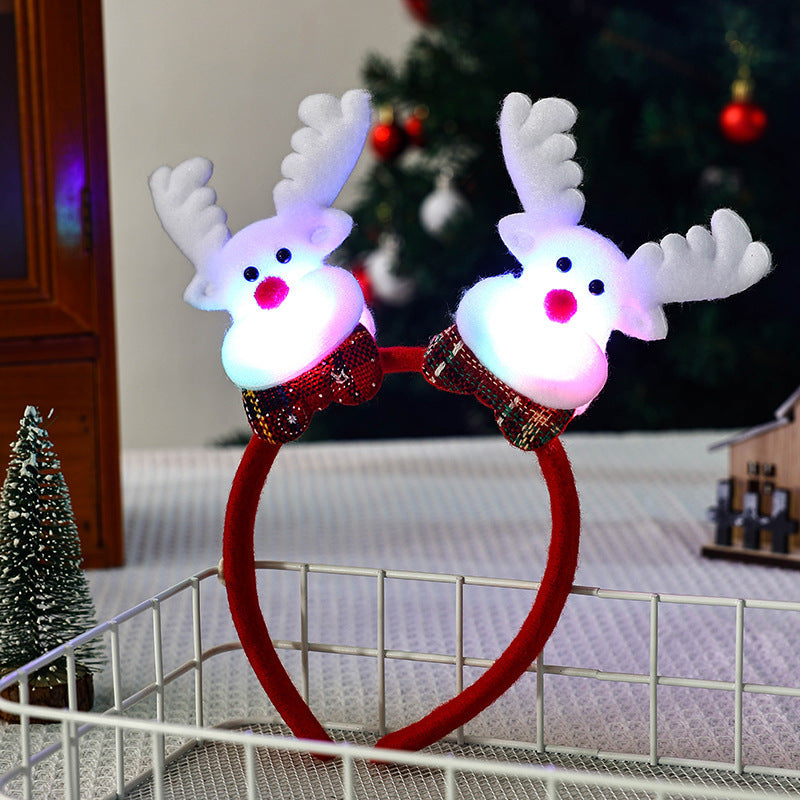 Light Up Christmas Headband with Snowman and Reindeer Ornaments