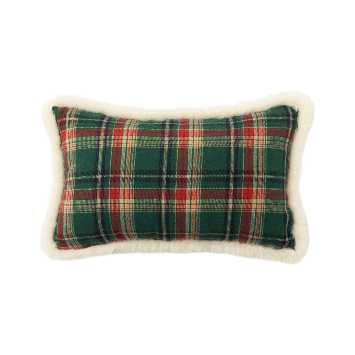 Christmas Throw Pillows in Plaid Flannel with Embroidered Bells