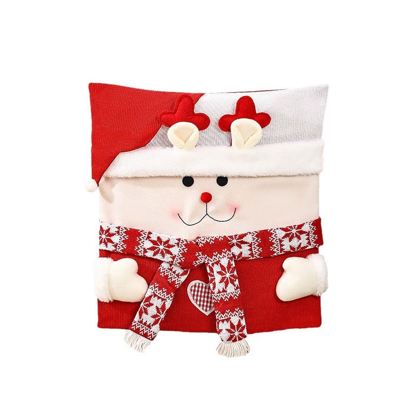 Christmas Chair Covers Set with Reindeer Face and Scarf