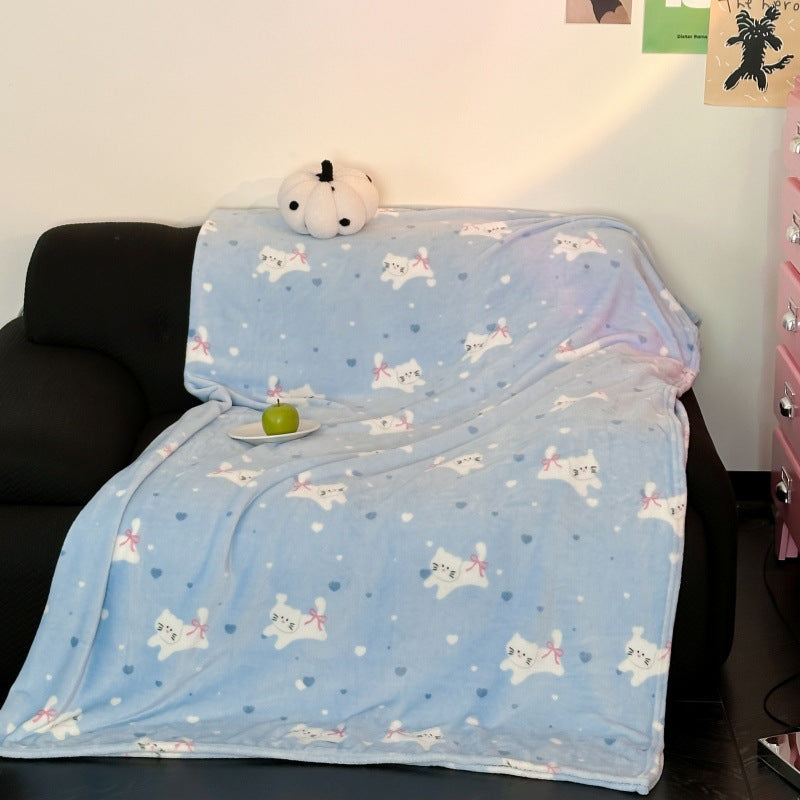 Cartoon Dog Print Fleece Throw with Speckled Pattern | Warm Blanket for Sofa and Bed | 4 Sizes, 15 Designs
