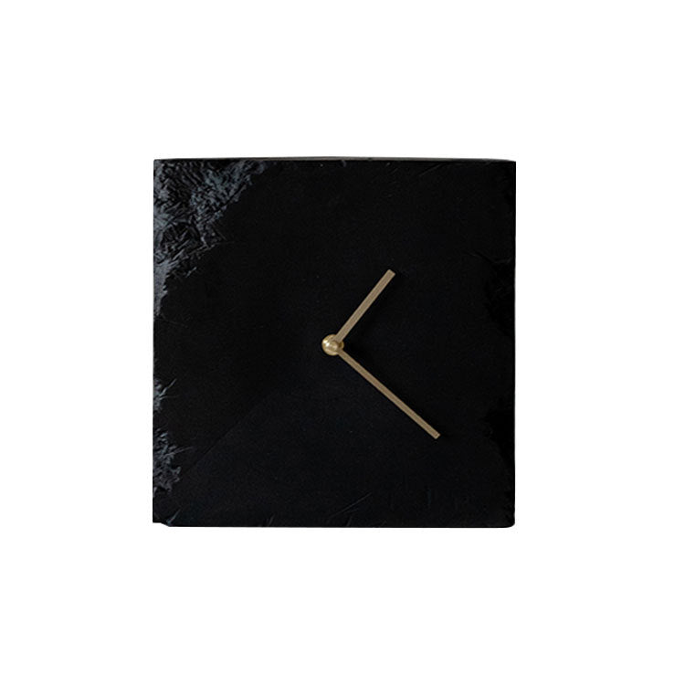 Square Wall Clock with a Textured Black or White Face | Silent Movement for a Bedroom or Study | Light to Hang