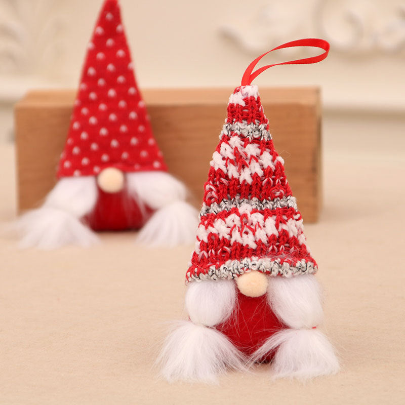 Gnome Christmas Ornaments with Knitted Hat and Fluffy Beard