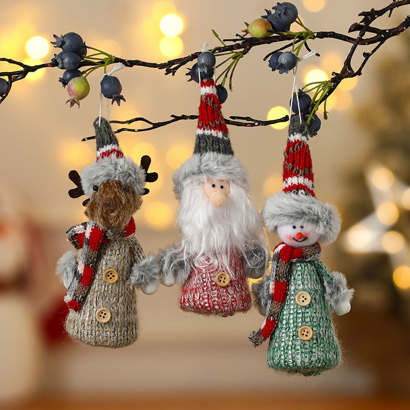 Knitted Christmas Figurines Set with Santa, Snowman and Reindeer