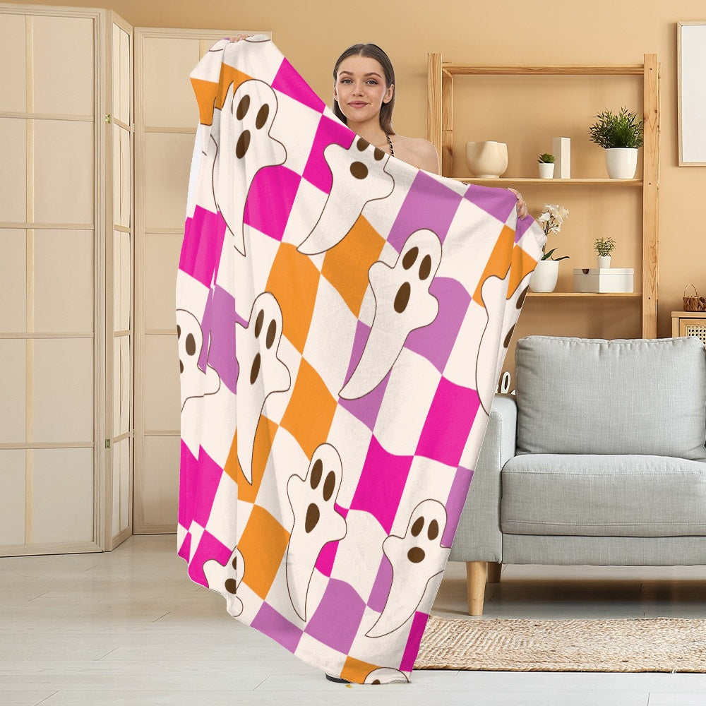 Halloween Throw Blanket | Available in White | Soft Fleece for Sofas, Beds, and Movie Nights
