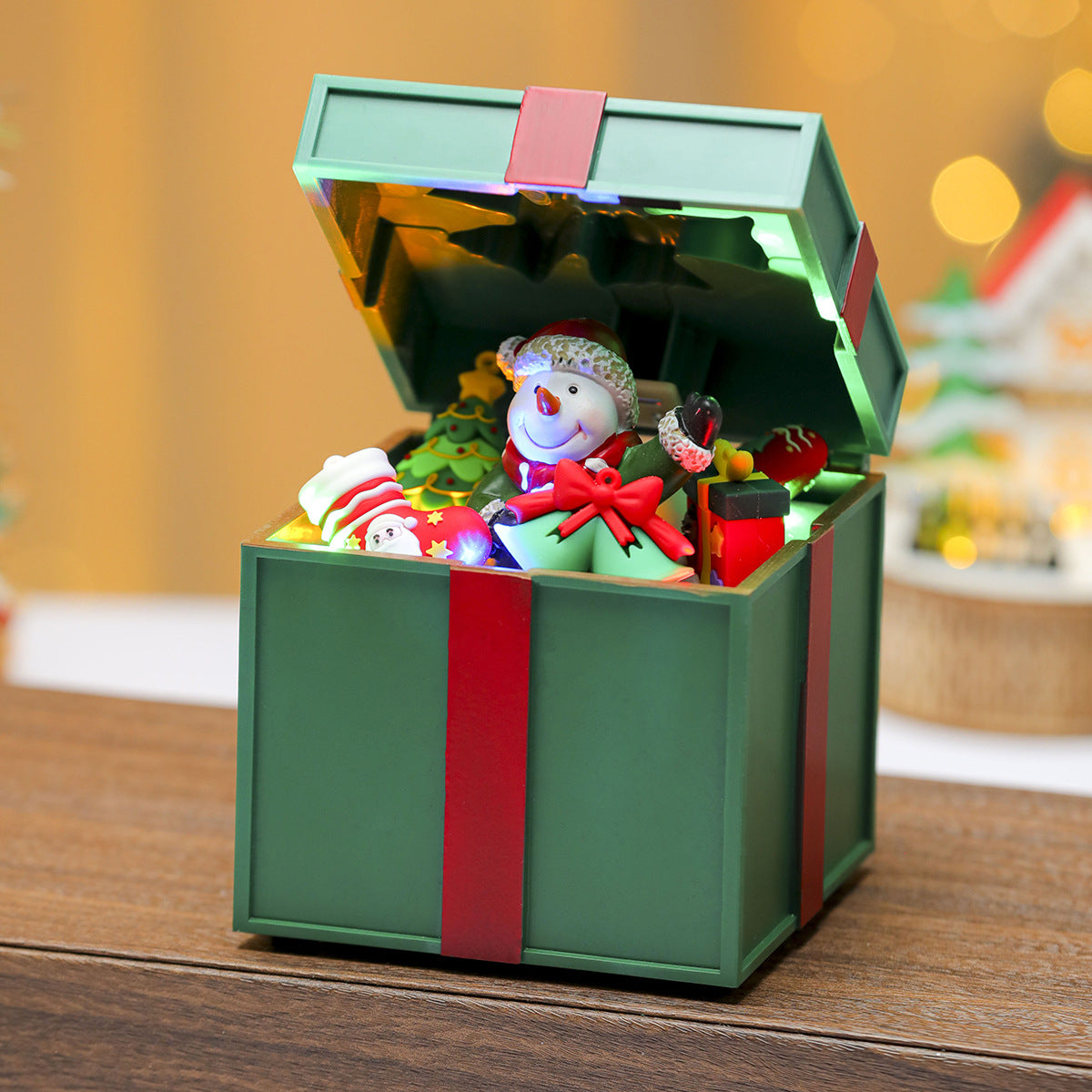Light Up Santa Claus Christmas Decorations Gift Box Set