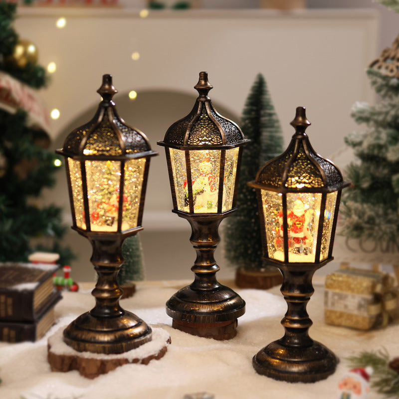 Nostalgic Christmas Lantern with LED Light and Moving Figures