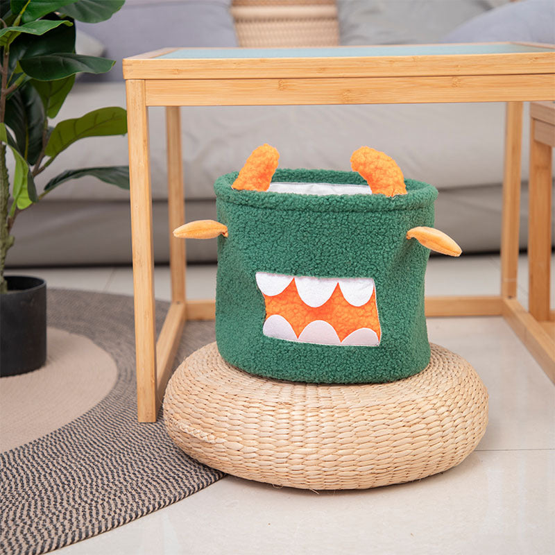 Halloween Monster Decorative Basket | Available in White, Orange | Holds Treats and Decorations, Then Stores Them After