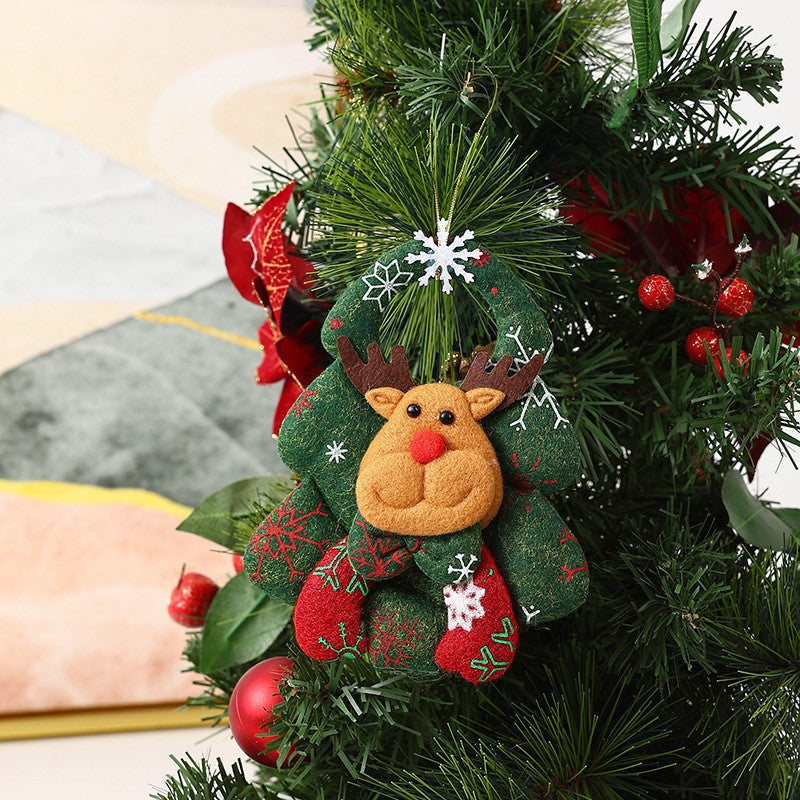 Plush Fabric Christmas Tree Decorations Ornaments Hanging Set