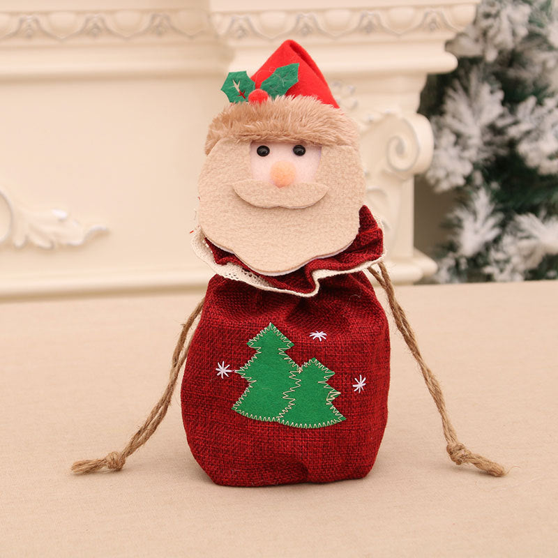 Plush Teddy Bear Christmas Gift Bag with Knit Hat and Scarf | Soft Holiday Treat Sack | Festive Tabletop Decorations