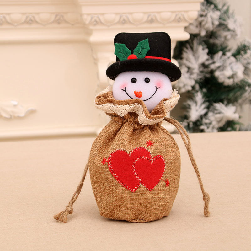 Plush Teddy Bear Christmas Gift Bag with Knit Hat and Scarf | Soft Holiday Treat Sack | Festive Tabletop Decorations
