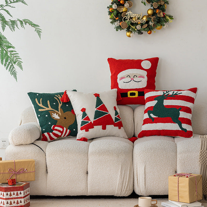 Tufted Cotton Holiday Pillows Christmas Throw Pillow Cover