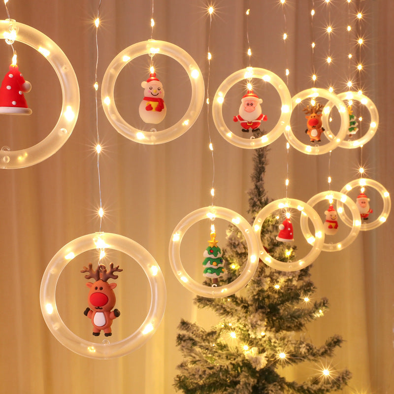 LED Christmas String Lights with Hanging Ring Ornaments