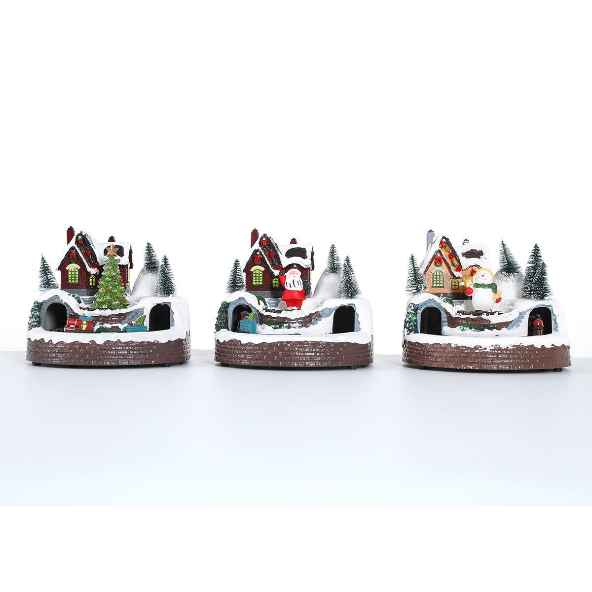Light Up Christmas Village Scene with Moving Train