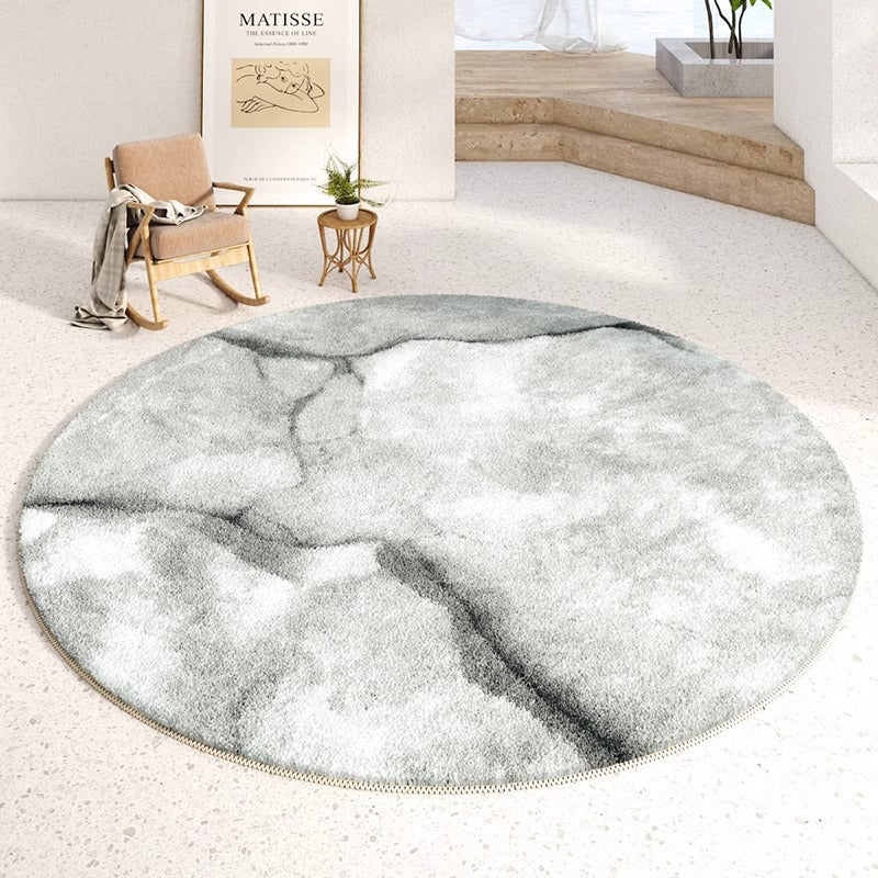 Round Area Rug with Abstract Landscape Print | Soft Pile Underfoot and Easy to Vacuum | 2 Sizes, 39 or 71 in