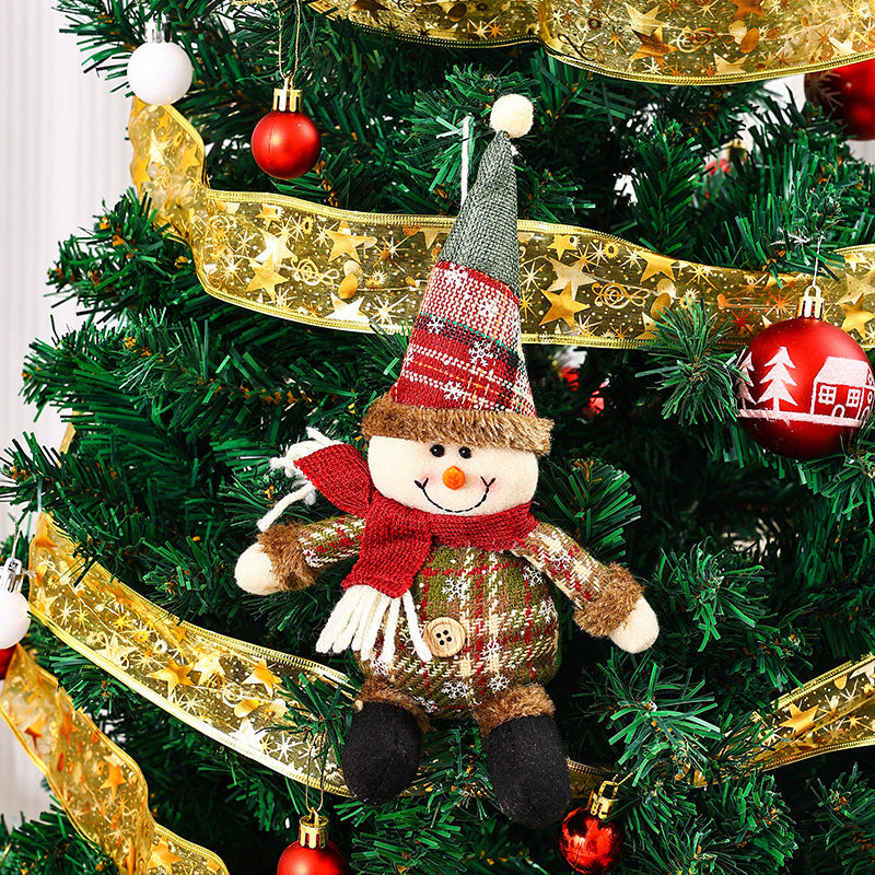 Plush Reindeer Christmas Tree Ornaments with Scarf and Antlers