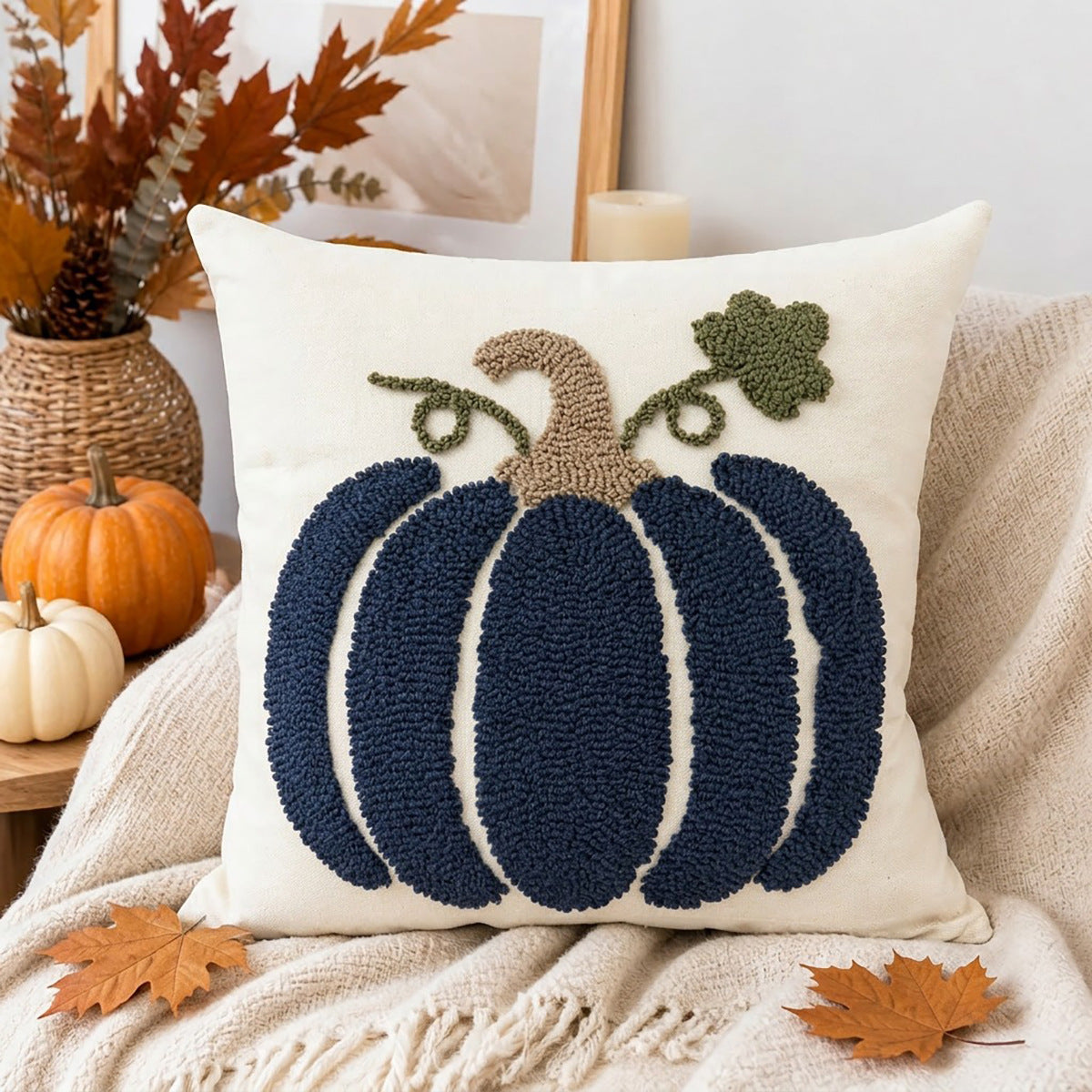 Halloween Pumpkin Throw Pillow | Available in 8 Colors | Plush Accent for Sofas, Chairs, and Beds
