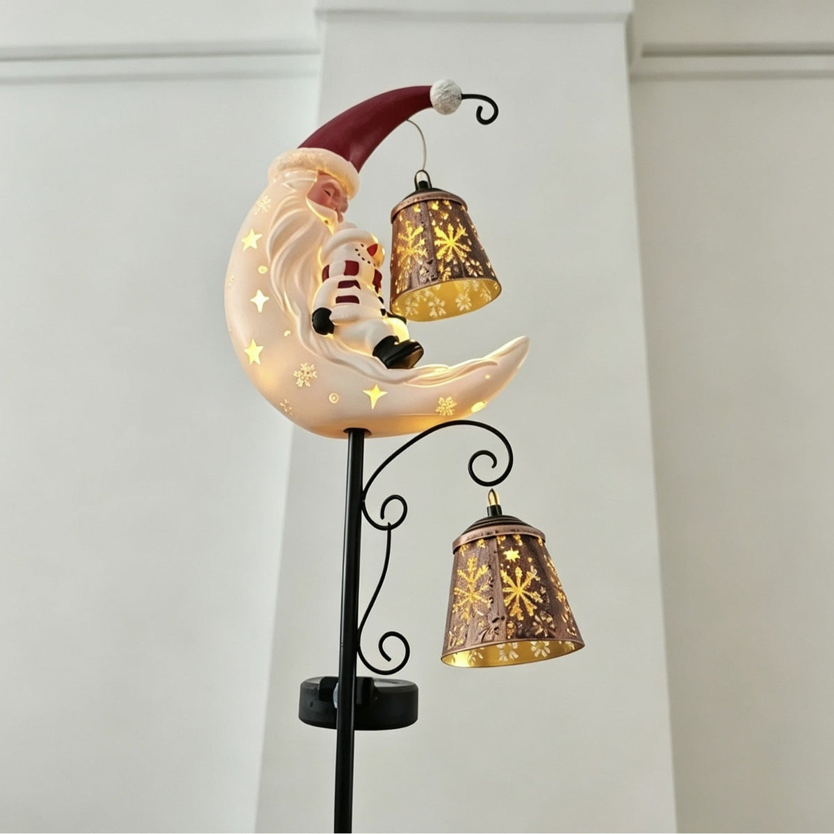 Santa Decoration Solar Garden Stake with Snowman and Lanterns