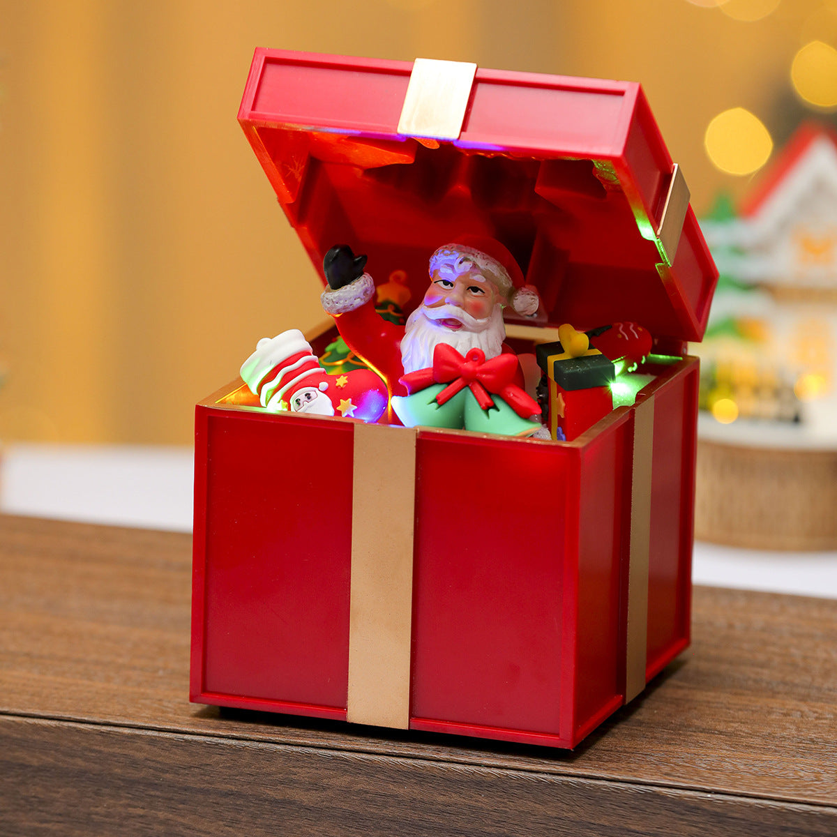 Light Up Santa Claus Christmas Decorations Gift Box Set