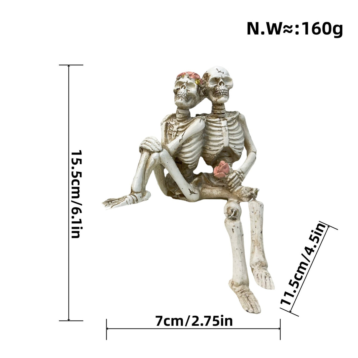 Halloween Skeleton Floral Decorative Figure | Available in 7 Colors | Stands on Shelves, Mantels, and Side Tables
