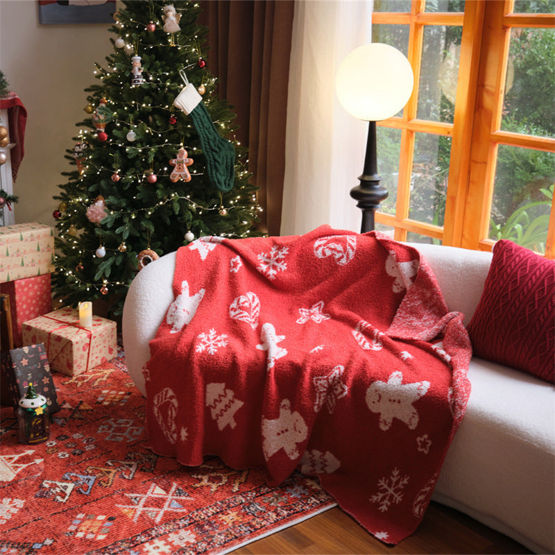Christmas Throw Blanket with Gingerbread Print and Soft Finish