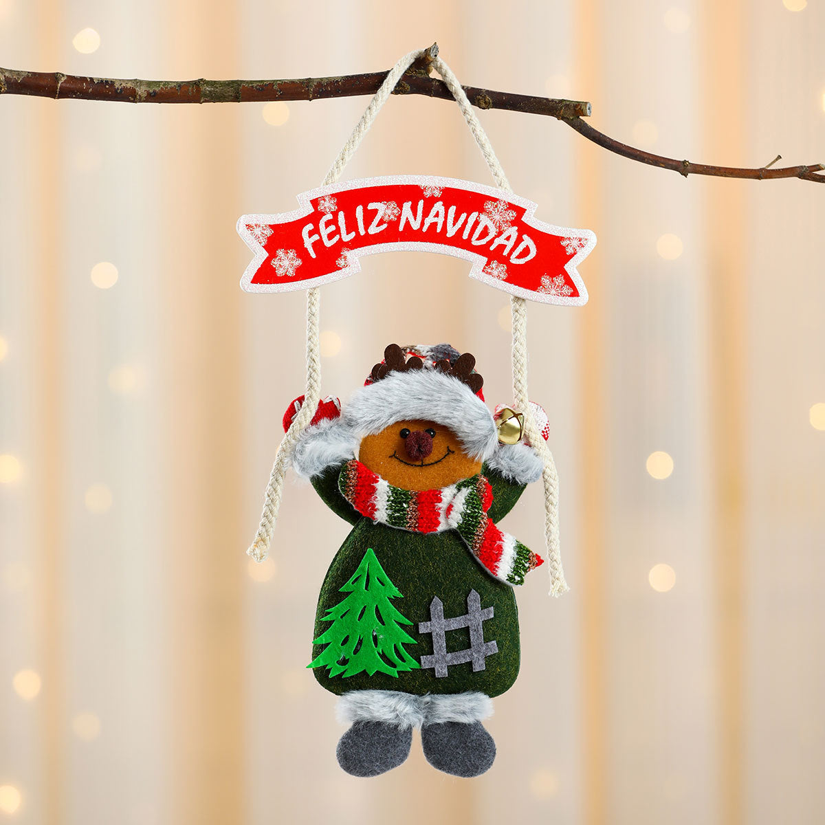 Christmas Tree Ornaments Hanging Plush Feliz Navidad Banner